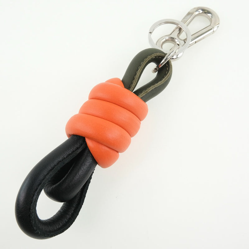 [LOEWE] Loebe Tricolor Knot Charm Leather Orange/Black Ladies Charm A Rank