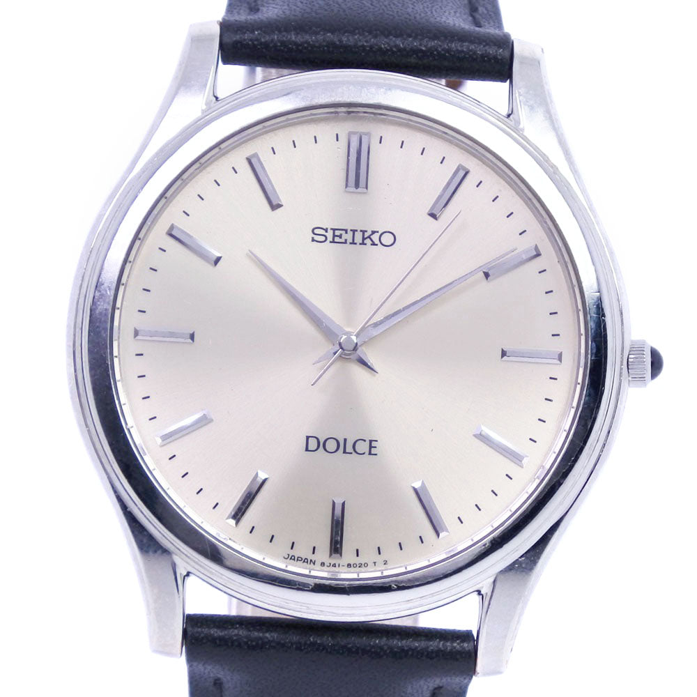 [Seiko] Seiko, Dolce 8J41-8010 Watch, Stainless steel x leather black  quartz analog display men's silver dial watch