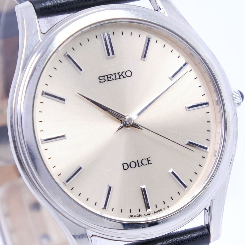 【SEIKO】セイコー
 ドルチェ 8J41-8010 腕時計
 ステンレススチール×レザー 黒 クオーツ アナログ表示 メンズ シルバー文字盤 腕時計