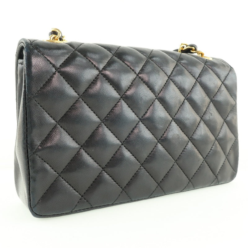 [CHANEL] Chanel Chain Shoulder Matrasse Vintage Shoulder Bag Rumskin Black Ladies Shoulder Bag B-Rank