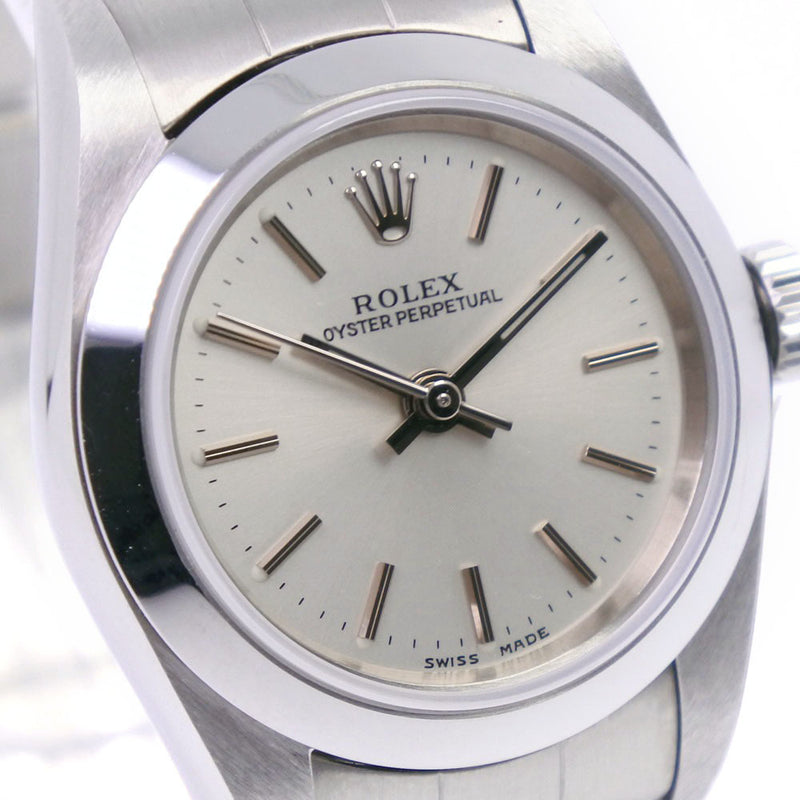 【ROLEX】ロレックス
 オイスターパーペチュアル F番 76080 腕時計
 ステンレススチール 自動巻き レディース シルバー文字盤 腕時計
Aランク