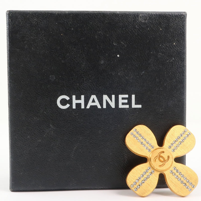 [CHANEL] Chanel Coco Mark Broach Gold Plating x Rhinestone 01C engraved Ladies Broo A-Rank