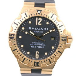 [Bvlgari] Bulgari Diagano Skuba SD40G Watch K18 Yellow Gold X Rubber Black Dial Watch A-Rank