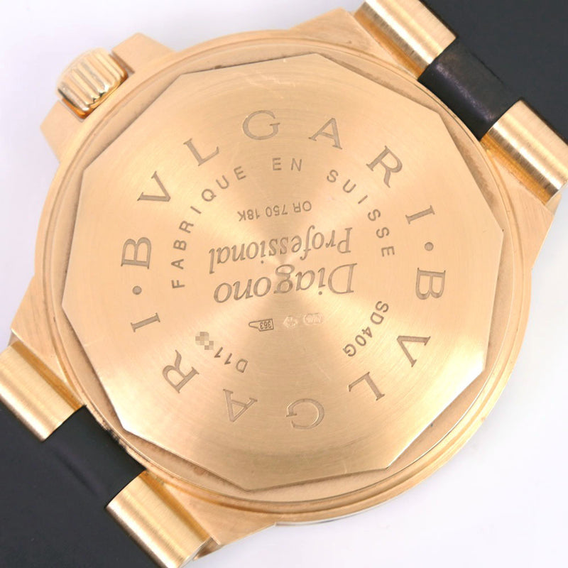 【BVLGARI】ブルガリ
 ディアゴノ スクーバ SD40G 腕時計
 K18イエローゴールド×ラバー 自動巻き メンズ 黒文字盤 腕時計
A-ランク