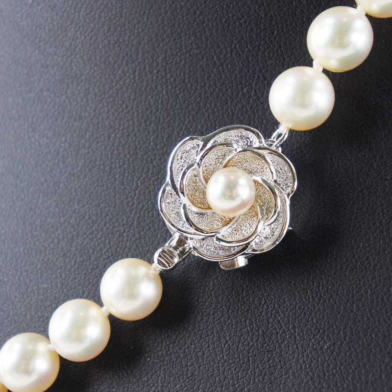 Pearl 7.5-8 mm Collar 7.5-8 mm Pearl x Collar de damas de plata A