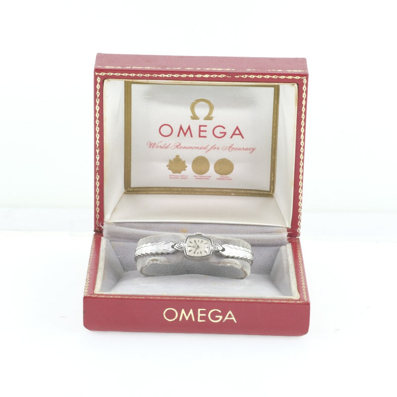 [Omega] Omega Antique Cal.483 Reloj K14 Gold White X Diamond -Rolled Ladies Silver Dial Watch