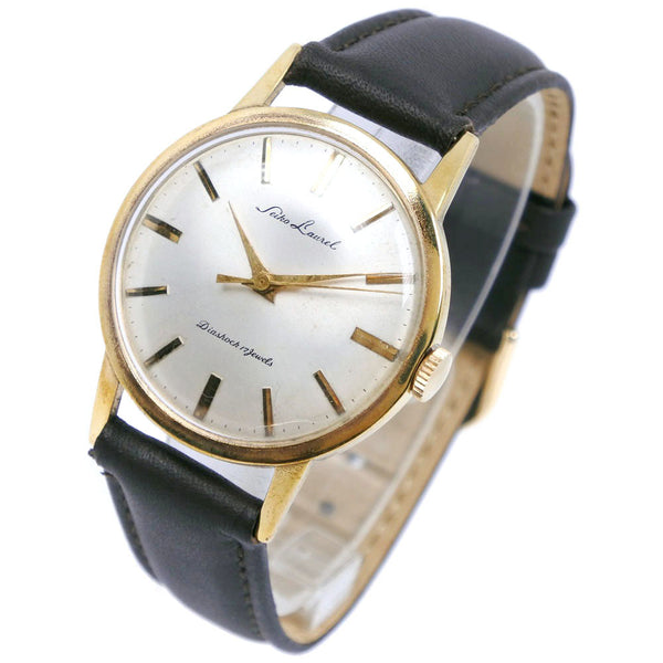 【SEIKO】セイコー
 ローレル 腕時計
 ステンレススチール×レザー 手巻き シルバー文字盤 Laurel メンズ