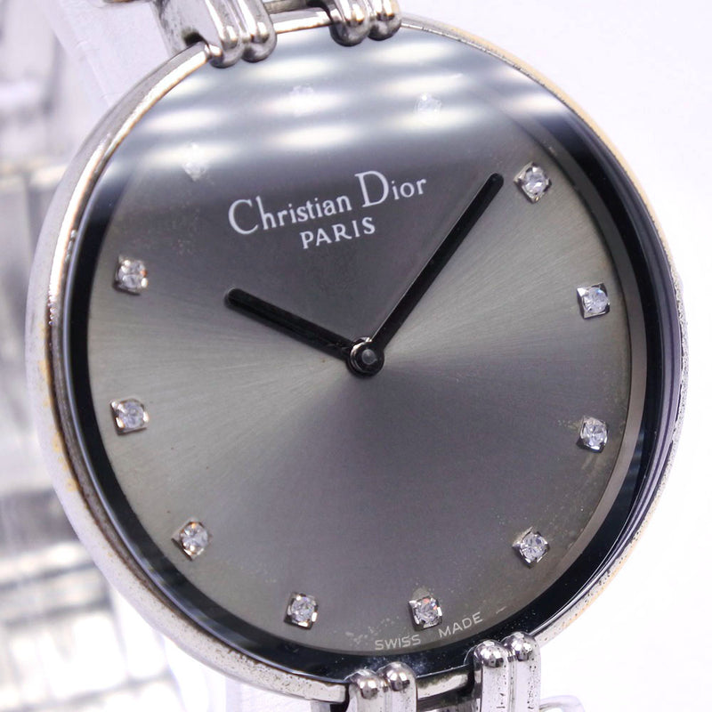 [Dior] Christian Dior Bagira D47-120 Reloj de cuarzo de acero inoxidable unisex Gray Dial Watch