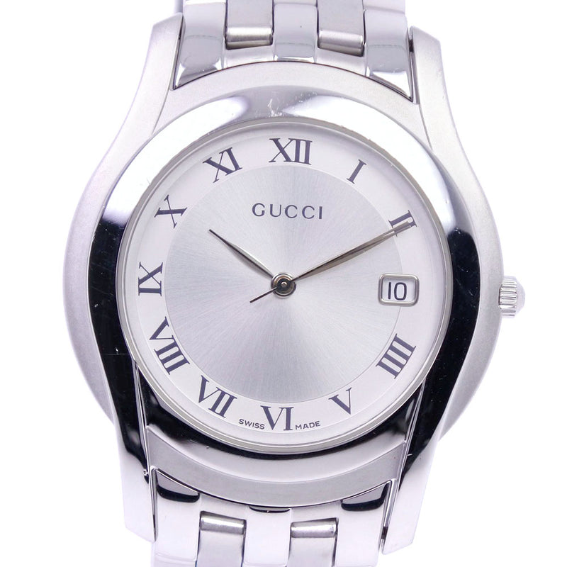 【GUCCI】グッチ
 5500M 腕時計
 ステンレススチール クオーツ アナログ表示 メンズ シルバー文字盤 腕時計