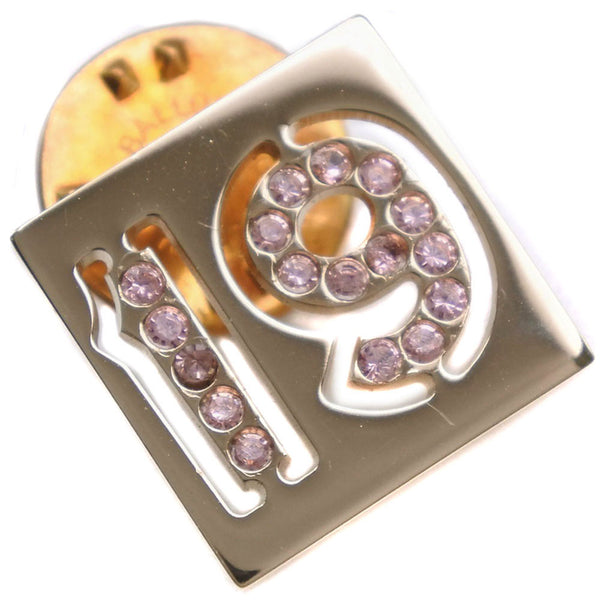 [CHANEL] Chanel No.19 Broo Pin Broach Gold plating x Rhinestone Gold No.19 Ladies A-Rank