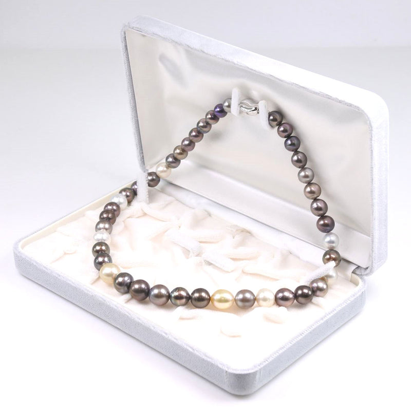 Pearl Barroque Pearl Collar 7.5-11.5 mm Pearl negro (perla de mariposa negra) Damas