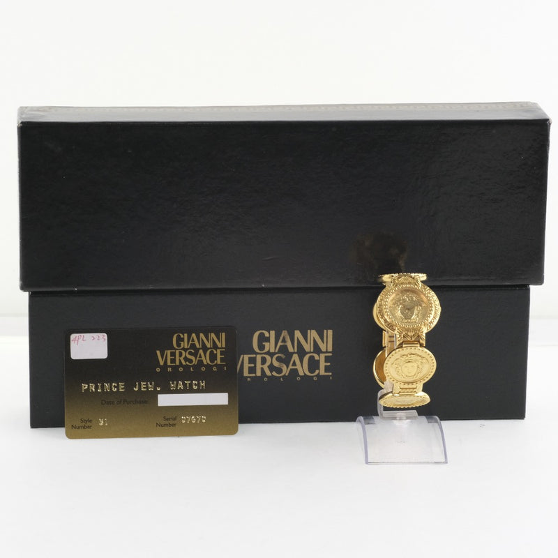 [VERSACE] Gianni Versace Medu Socoin 7008002 Watch Stainless Steel Quartz Unisex Gold Dial Watch A-Rank