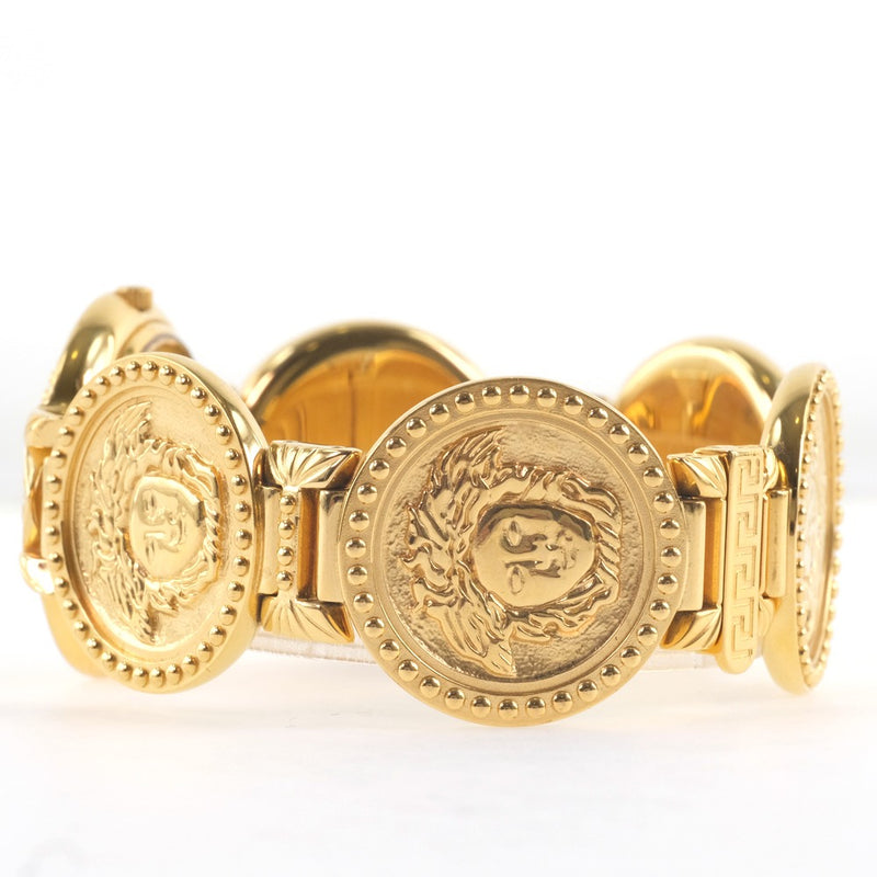 【VERSACE】ジャンニ・ヴェルサーチ
 メデューサ コイン 7008002 腕時計
 ステンレススチール クオーツ ユニセックス ゴールド文字盤 腕時計
A-ランク