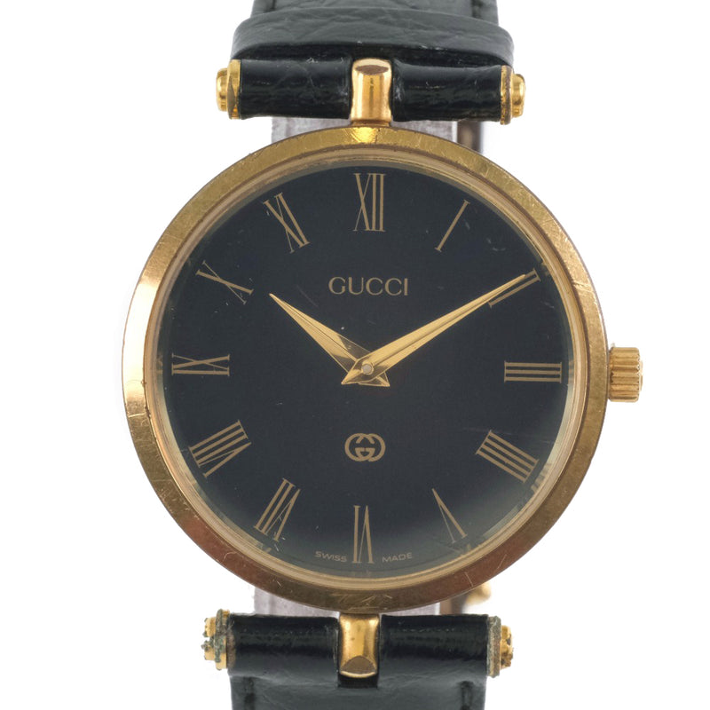 [Gucci] Gucci Sherry Watch Acero inoxidable x Cuarto de oro de cuero unisex Reloj de marcación negra