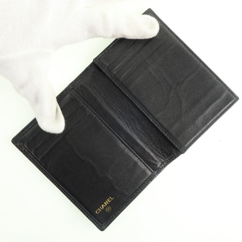 [CHANEL] Chanel Coco Mark Card Case Mat Caviar Skin x Leather Black Unisex Card Case A-Rank