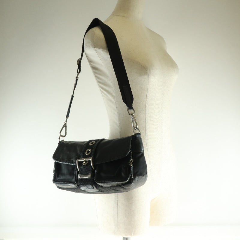 Prada Black Tessuto Nylon Buckle Shoulder Bag (BR2417)