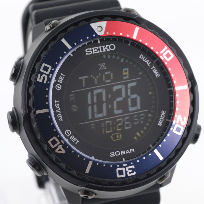 【SEIKO】セイコー
 プロスペックス フィールドマスター S802-00A0 SBEP003 腕時計
 ステンレススチール×ラバー ソーラー時計 デジタル表示 メンズ 黒文字盤 腕時計
A-ランク