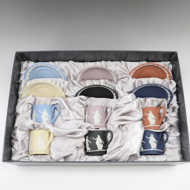 【Wedgwood】ウェッジウッド
 ジャスパー デミタス カップ＆ソーサー×6 食器
 陶器 ユニセックス 食器
Sランク