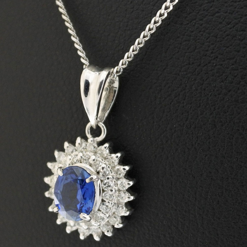 necklace PT Platinum x Sapphire x Diamond S0.66/D0.28 Engraved 