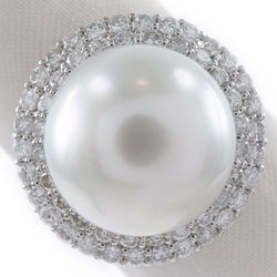 Anillo de perla de 13 mm / anillo 13 mm PT900 Platino x perla x diamante 11.5 1.00 Damas grabadas anillo / anillo A rango