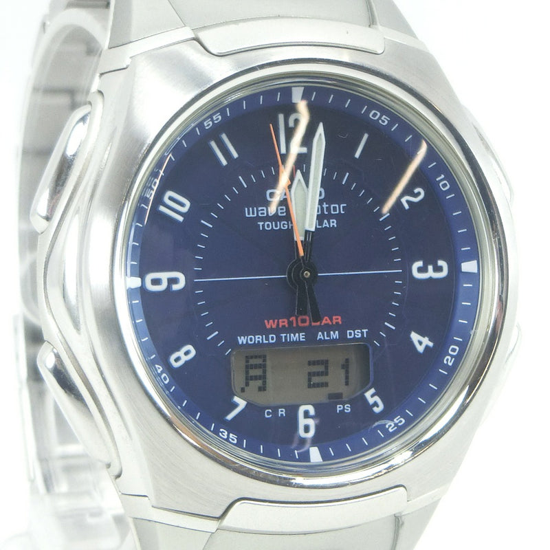 【CASIO】カシオ
 Wave Ceptor ウェブセプター タフソーラー WVA-430J 腕時計
 ソーラー電波時計 アナデジ表示 メンズ ネイビー文字盤 腕時計