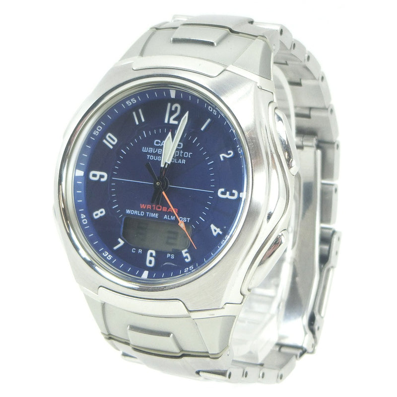 【CASIO】カシオ
 Wave Ceptor ウェブセプター タフソーラー WVA-430J 腕時計
 ソーラー電波時計 アナデジ表示 メンズ ネイビー文字盤 腕時計