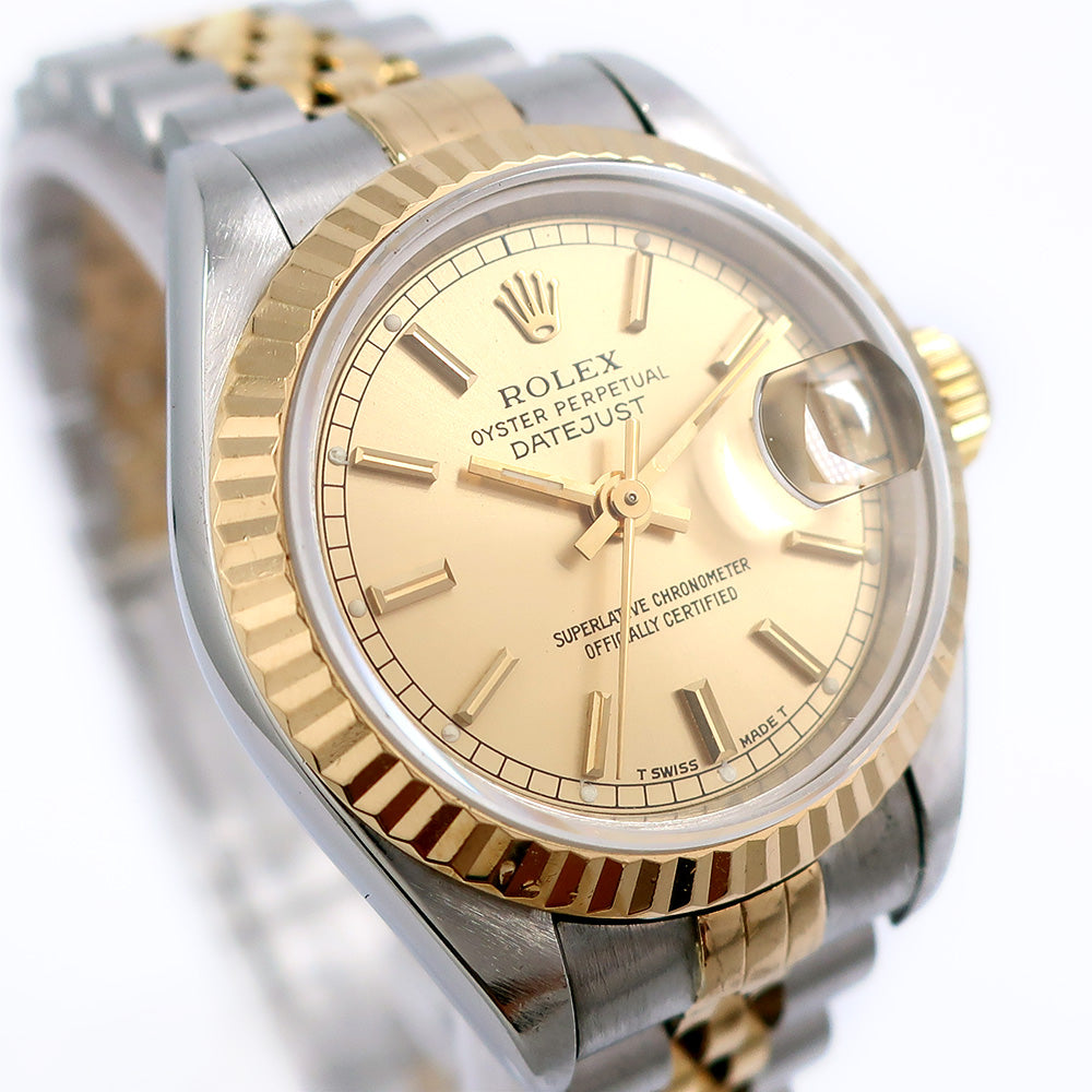 ROLEX】ロレックス オイスターパーペチュアル S番 69173 YG×ステンレススチール 自動巻き レディース ゴールド文字盤 腕時計 –  KYOTO NISHIKINO