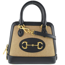 [GUCCI] Gucci Horse Bit 1955 2way shoulder 640716 Handbag Canvas x Calf Beige Ladies Handbag S Rank