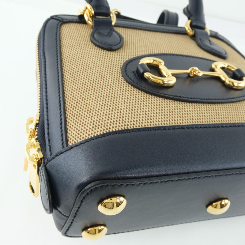 [GUCCI] Gucci Horse Bit 1955 2way shoulder 640716 Handbag Canvas x Calf Beige Ladies Handbag S Rank
