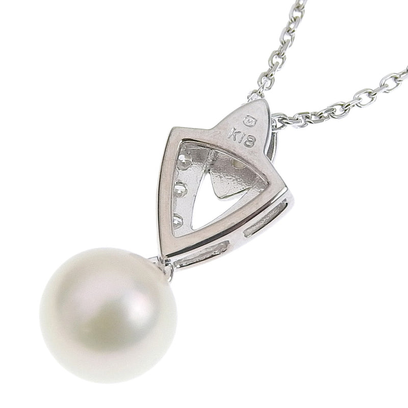 [Mikimoto] Mikimoto Pearl 7.5mm K18 White Gold X Pearl X Diamond Ladies Necklace SA Rank