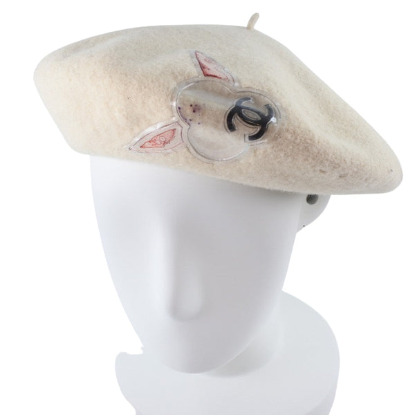 [香奈儿]香奈儿 
 贝雷帽和其他帽子 
 羊毛白贝雷帽女士