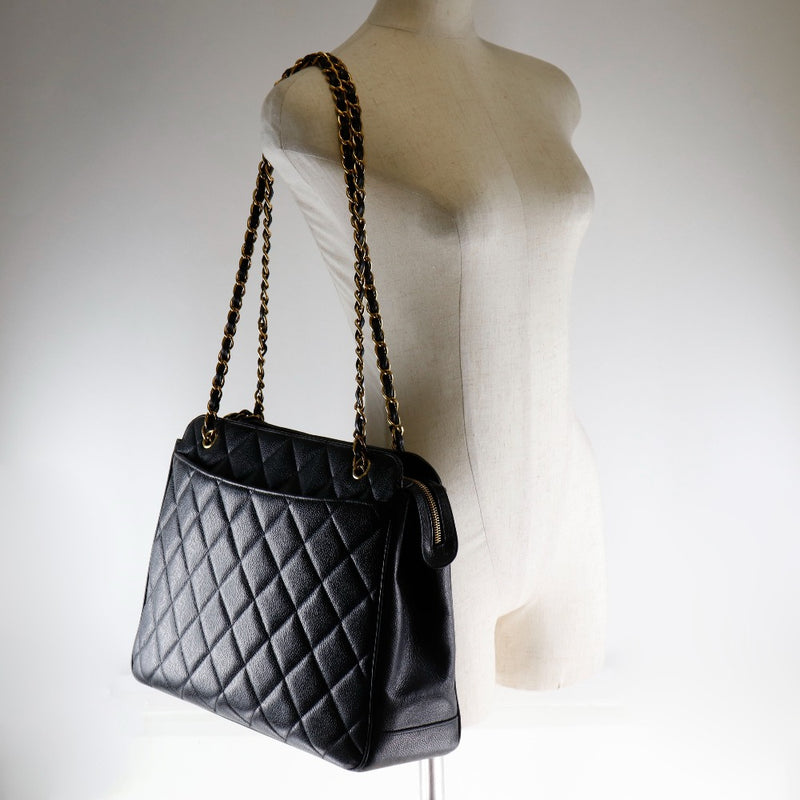 CHANEL, Bags, Chanelauth Matelasse Chain Shoulder With Fringe Leather  Shoulder Bag Black