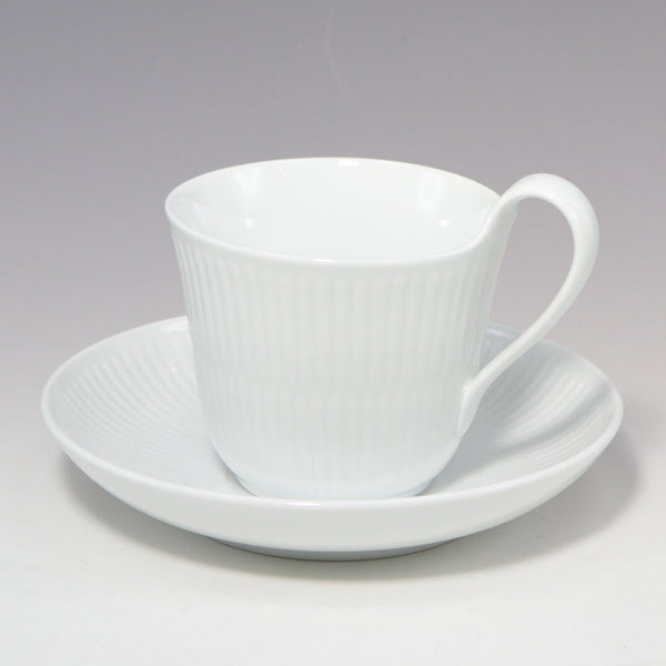 [Royal Copenhagen] Royal Copenhagen White Freded 식탁기 High -Handle Cup Saucer Plate White Fluted_S Rank