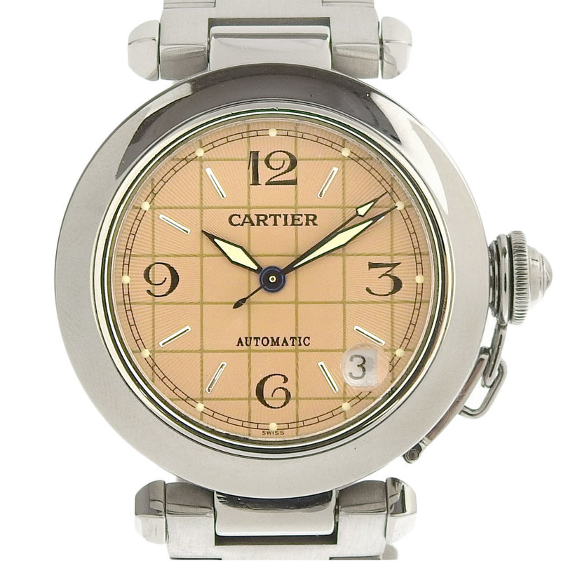[까르띠에] Cartier Pasha C 2324 W31024M7 스테인레스 스틸 자동 권선 아날로그 디스플레이 Beige Dial Watch