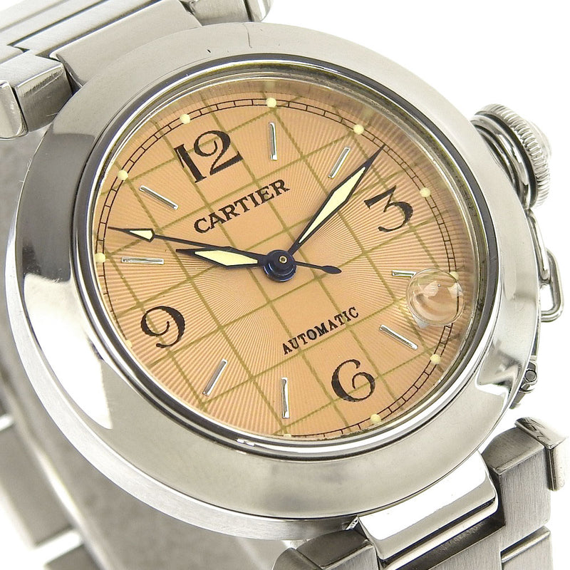 【CARTIER】カルティエ
 パシャC 2324 W31024M7 ステンレススチール 自動巻き アナログ表示 ボーイズ ベージュ文字盤 腕時計
