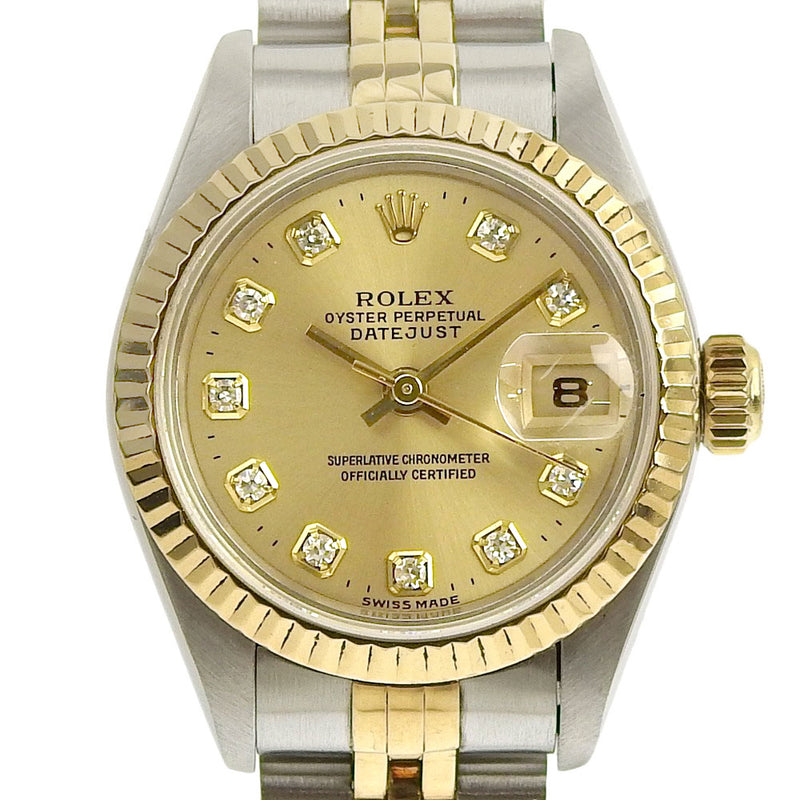 [ROLEX] Rolex Date Just Oyster Oyster Petur 69173G Watch Stainless Steel x YG Automatic Wind Analog Display Ladies Gold Dial Watch A-Rank