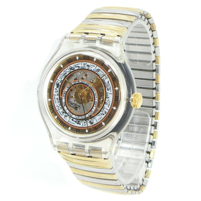 《人気》swatch 腕時計 シルバー スケルトン 自動巻き メンズ