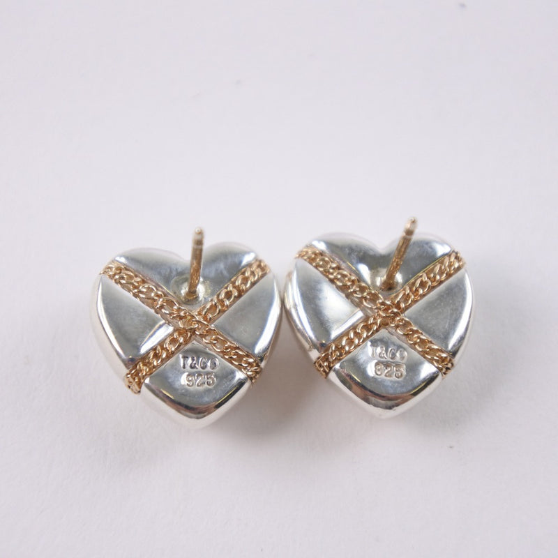 [TIFFANY & CO.] Tiffany Cross Chain K18 Yellow Gold x Silver 925 Ladies Earrings A+Rank