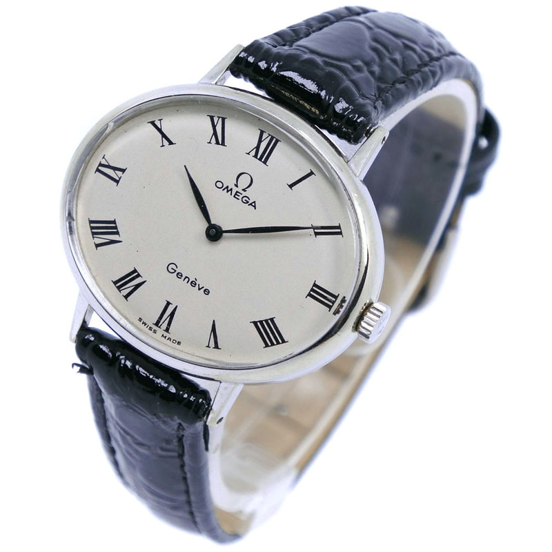 【OMEGA】オメガ
 ジュネーブ cal.625 ステンレススチール×レザー 黒 手巻き アナログ表示 ユニセックス 白文字盤 腕時計