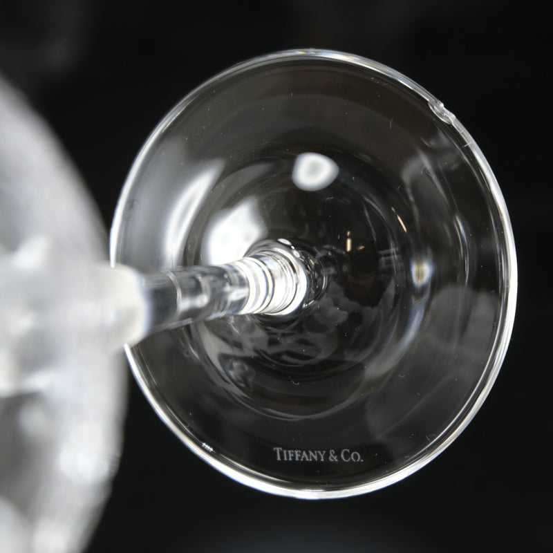 【TIFFANY&Co.】ティファニー
 フローレット ワイングラス×2 欠け有 クリスタル _ 食器
B-ランク