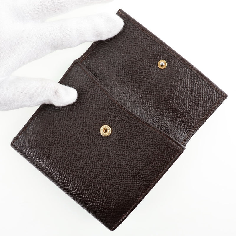 [BVLGARI] Bulgari W Hook 20'834 Leather tea Unisex Bi -fold wallet A rank