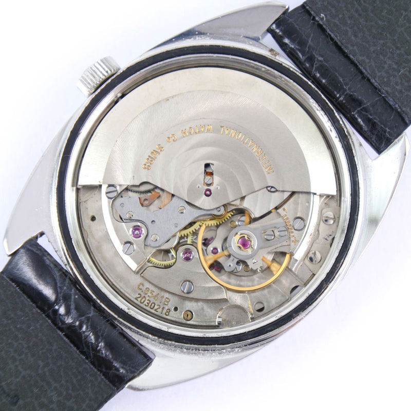 [IWC]国际手表公司古董日期Cal.8541b 1827观看不锈钢X皮革黑色自动风男士银牌手表
