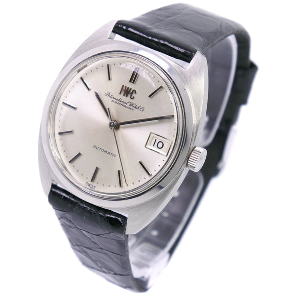 [IWC] International Watch Company Fecha antigua CAL.8541B 1827 Reloj de acero inoxidable x cuero de cuero negro Automatic Wind Men's Silver Dial Dial Watch