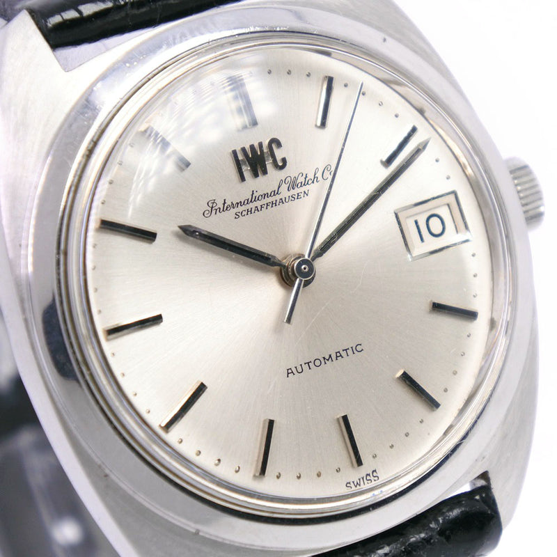 【IWC】インターナショナルウォッチカンパニー
 アンティーク デイト cal.8541B 1827 腕時計
 ステンレススチール×レザー ブラック 自動巻き メンズ シルバー文字盤 腕時計