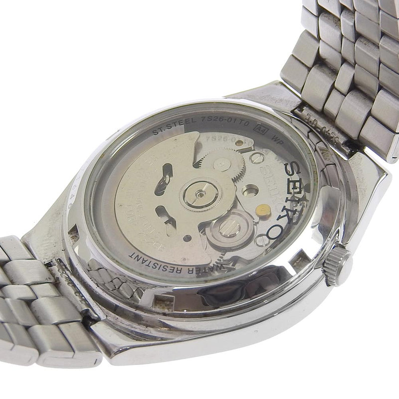 【SEIKO】セイコー
 SEIKO5 7S26-01T0 ステンレススチール シルバー 自動巻き アナログ表示 メンズ シルバー文字盤 腕時計
B-ランク