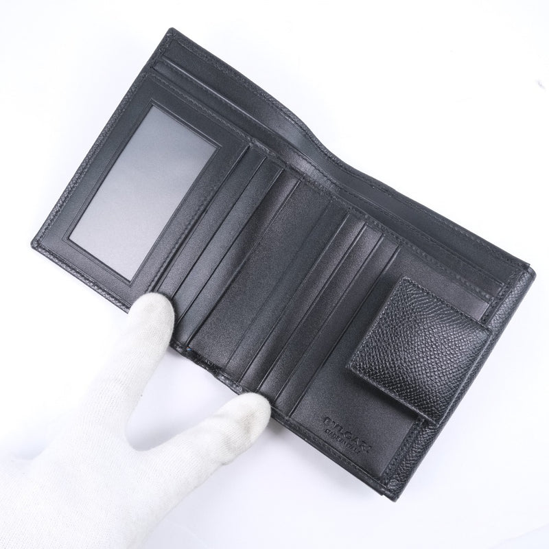 [Bvlgari] Bulgari Bulgari Bulgari Bulgari Bulgari徽标Bi Bi -Fold Wallet Leather Black Black Munisex Bi -fold Wallet SA等级