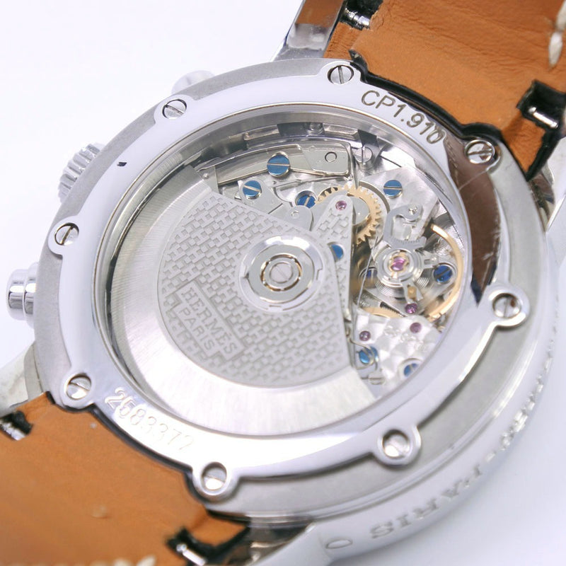 【HERMES】エルメス
 クリッパー クロノグラフ CP1.910 腕時計
 ステンレススチール×レザー クオーツ クロノグラフ メンズ 黒文字盤 腕時計