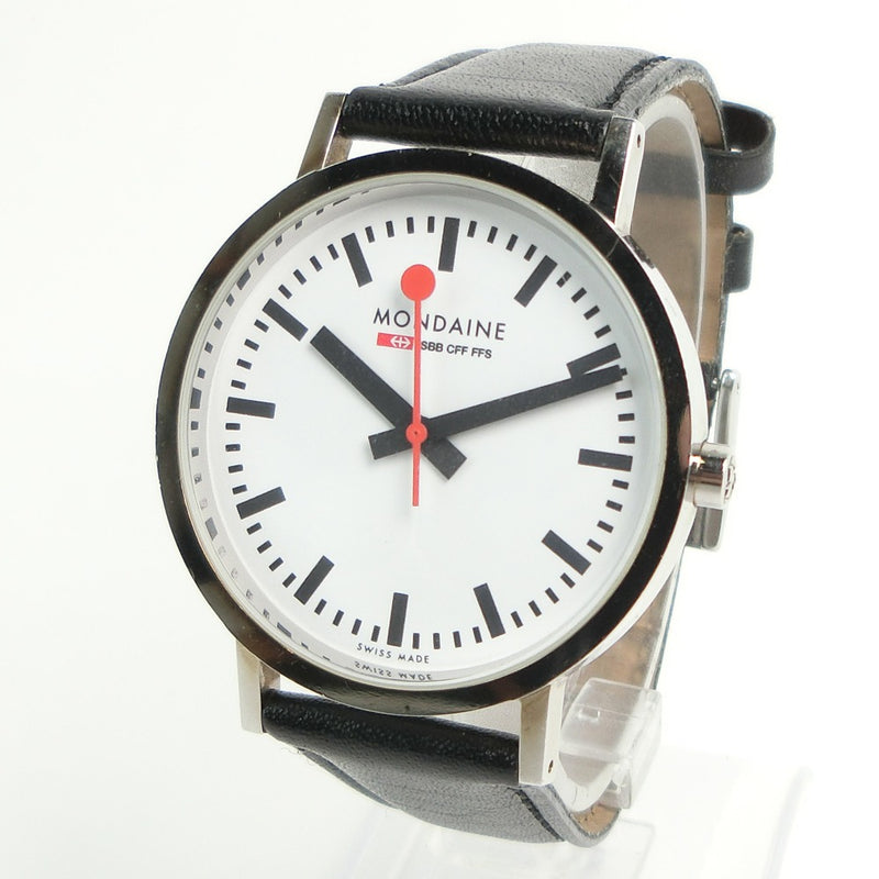 【MONDAINE】モンディーン
 腕時計
 ステンレススチール×レザー クオーツ アナログ表示 メンズ ホワイト文字盤 腕時計