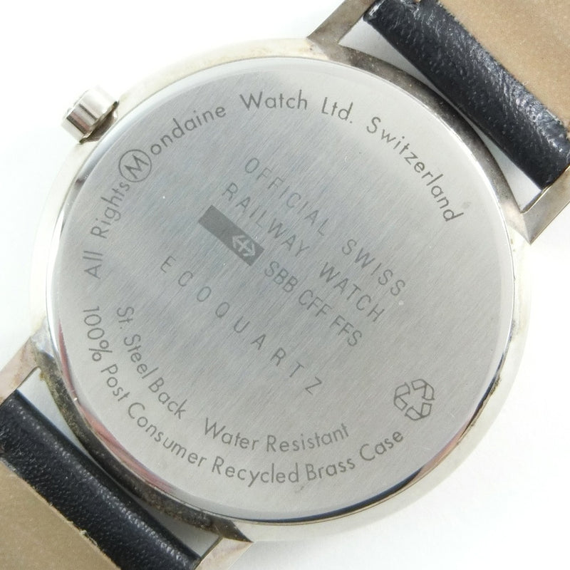 【MONDAINE】モンディーン
 腕時計
 ステンレススチール×レザー クオーツ アナログ表示 メンズ ホワイト文字盤 腕時計