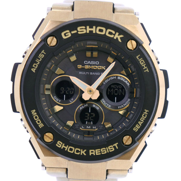 【CASIO】カシオ
 G-SHOCK G-STEEL GST-210GD-1AJF 腕時計
 ステンレススチール ゴールド ソーラー電波時計 アナデジ表示 メンズ 黒文字盤 腕時計
Aランク